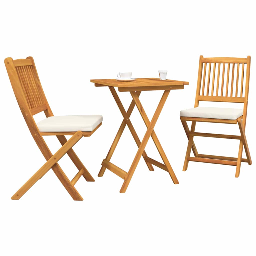 Ensemble Bistro De Jardin 3 Pc Marron Bois D'acacia Massif