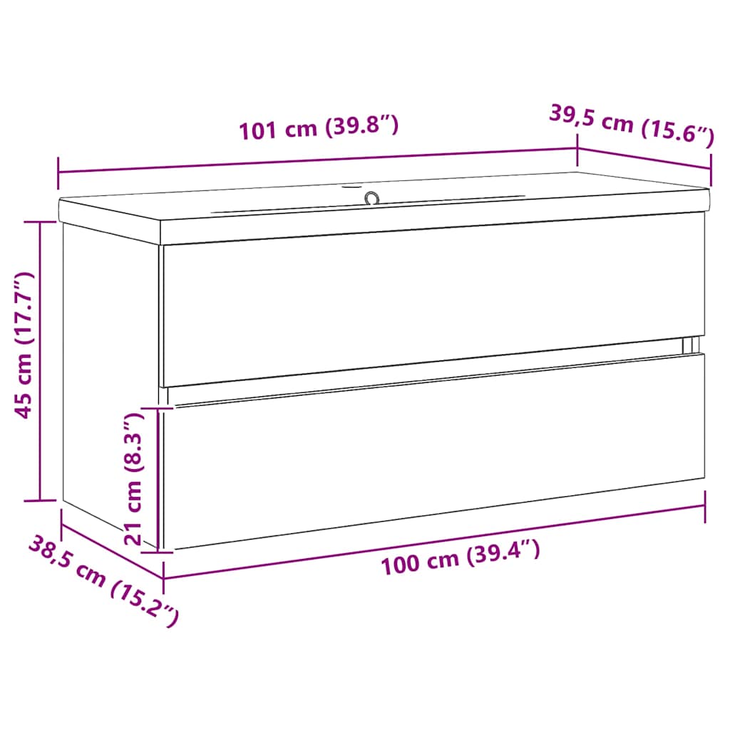 Meuble De Lavabo De Salle De Bain 100 X 39 X 62 Cm