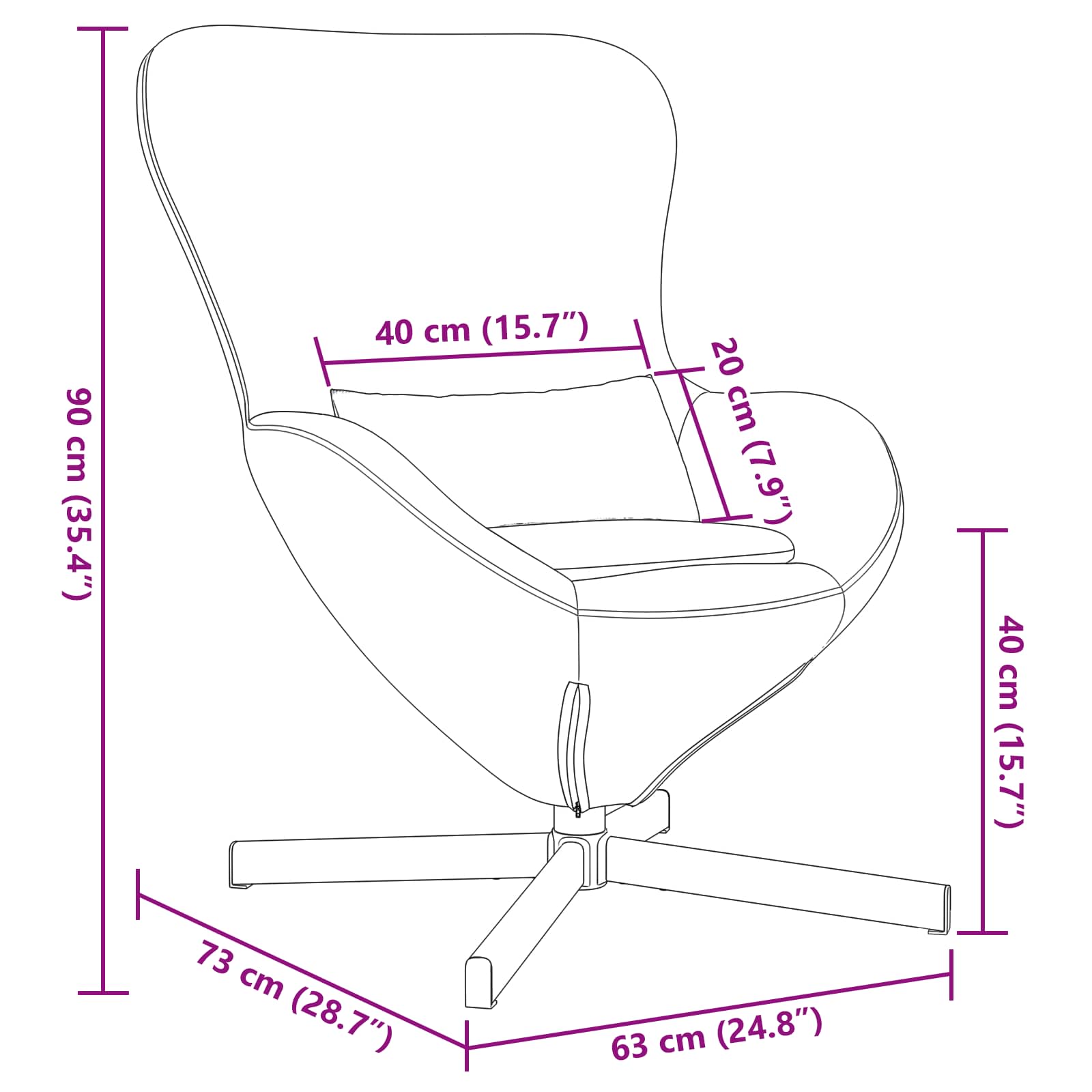 Fauteuil Œuf 63 X 73 X 90 Cm Velours