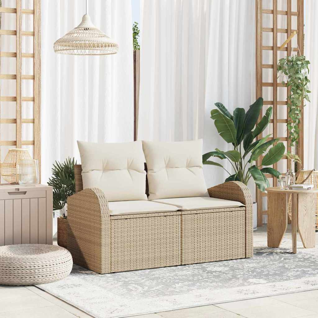 Canapé De Jardin Avec Coussin Beige 124 X 62 X 69Cm Polyrotin