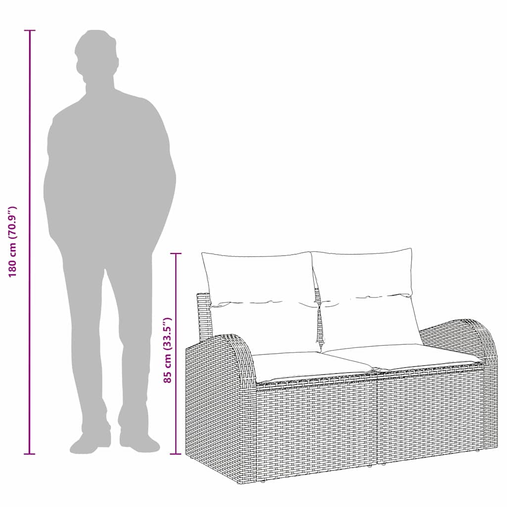 Canapé De Jardin Avec Coussin Beige 124 X 62 X 69Cm Polyrotin