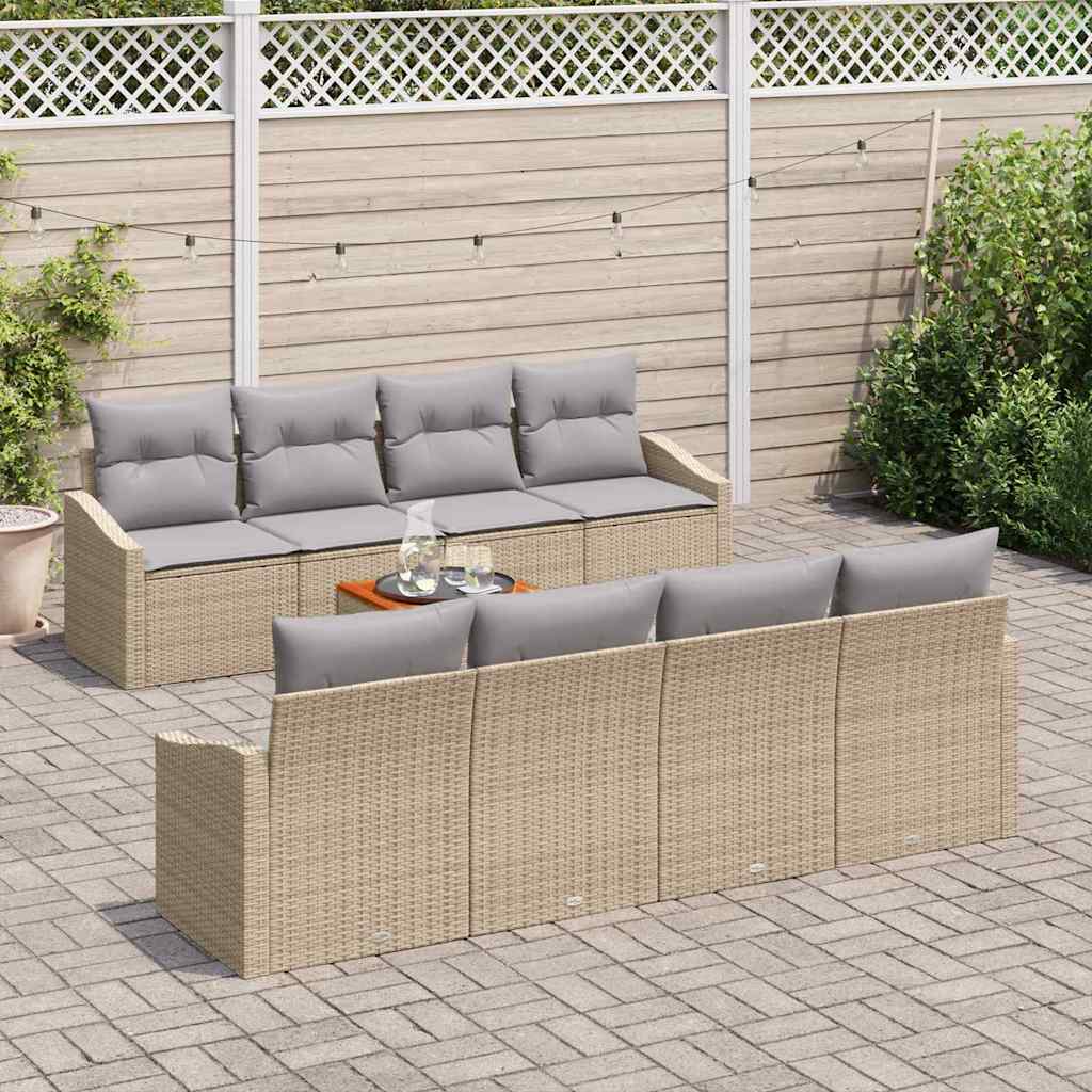 Ensemble De Canapé De Jardin 9 Pc Beige Polyrotin