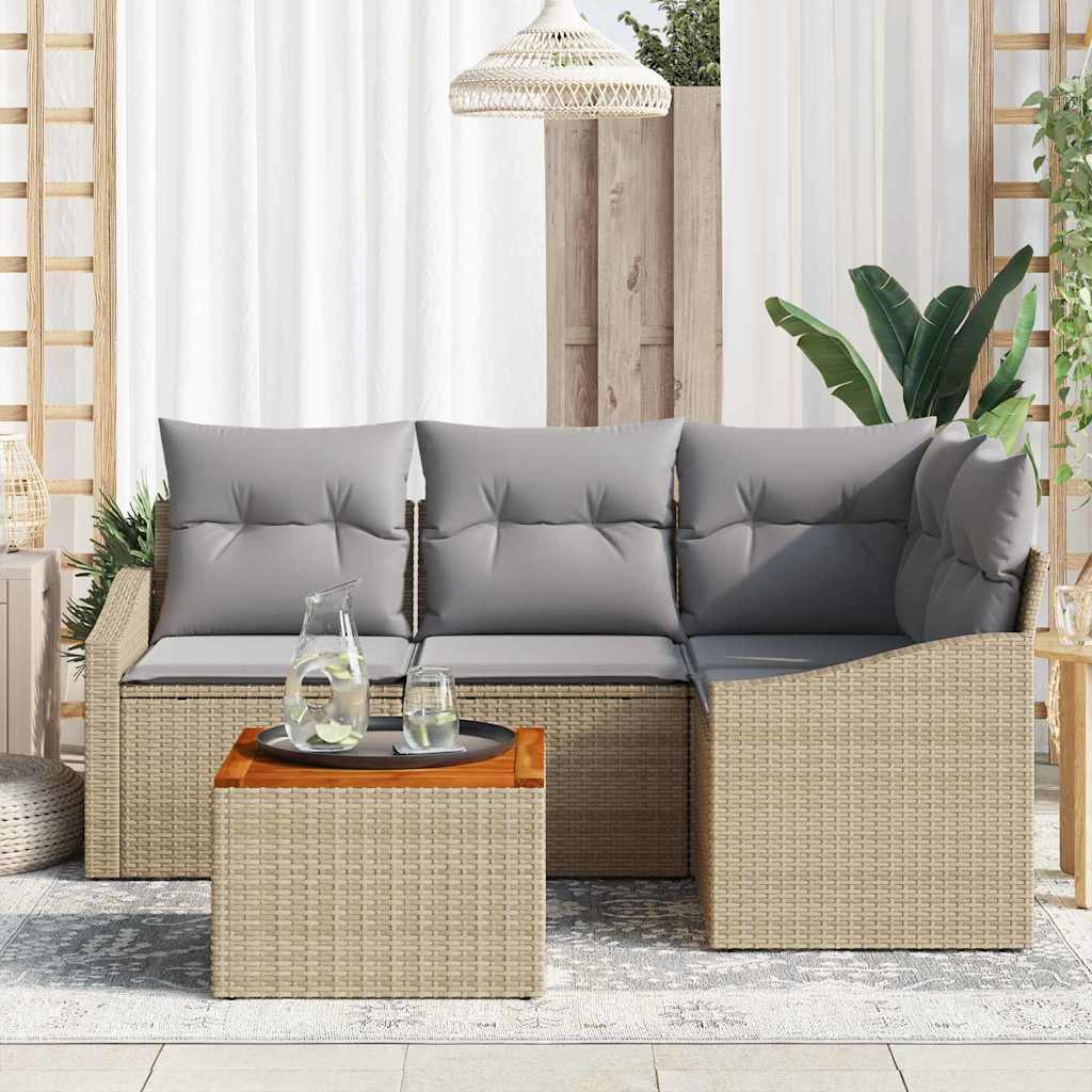 Ensemble De Canapé De Jardin 5 Pc Beige Polyrotin