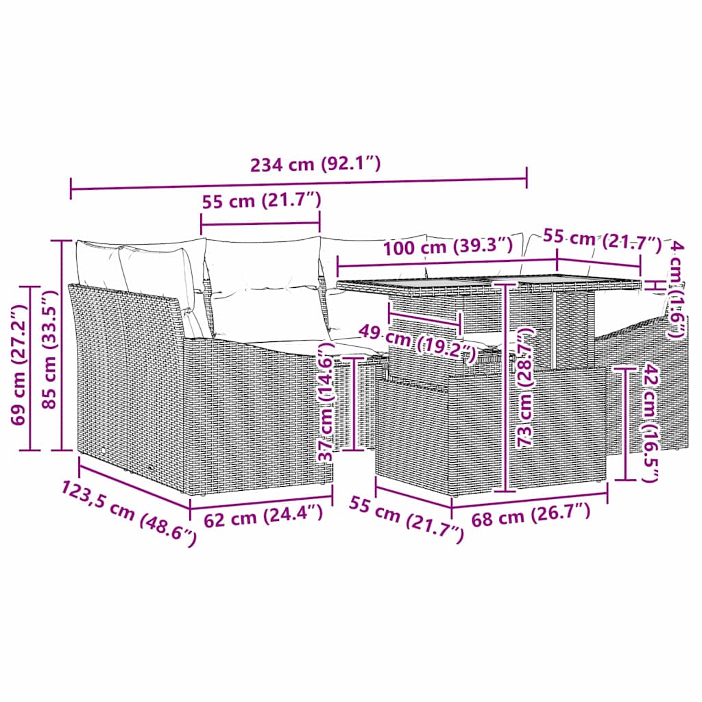 Ensemble De Canapé De Jardin 7 Pc
