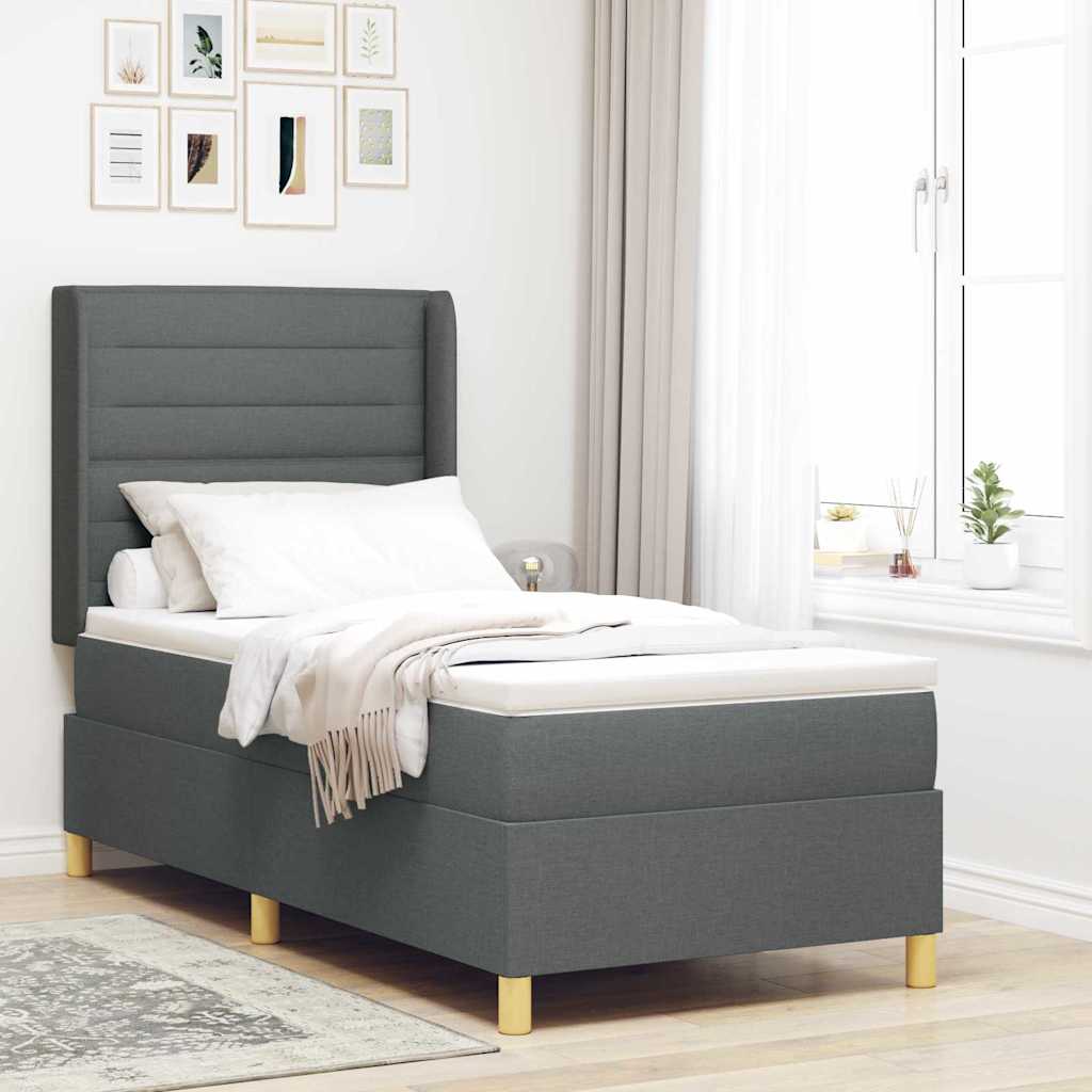 Lit À Ressorts Avec Tête De Lit Tissu