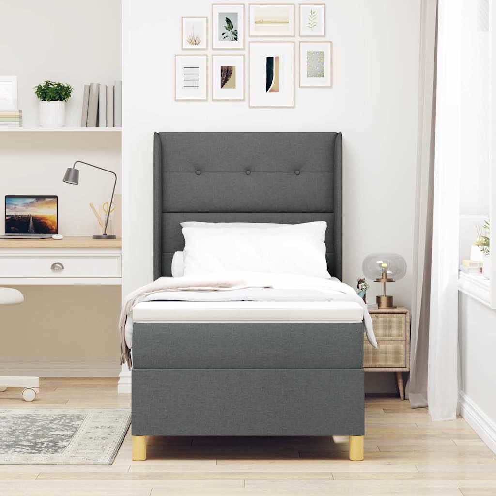 Lit À Ressorts Avec Tête De Lit Tissu