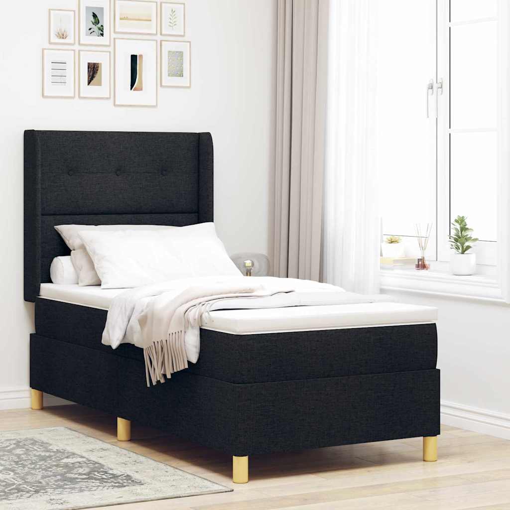Lit À Ressorts Avec Tête De Lit Tissu