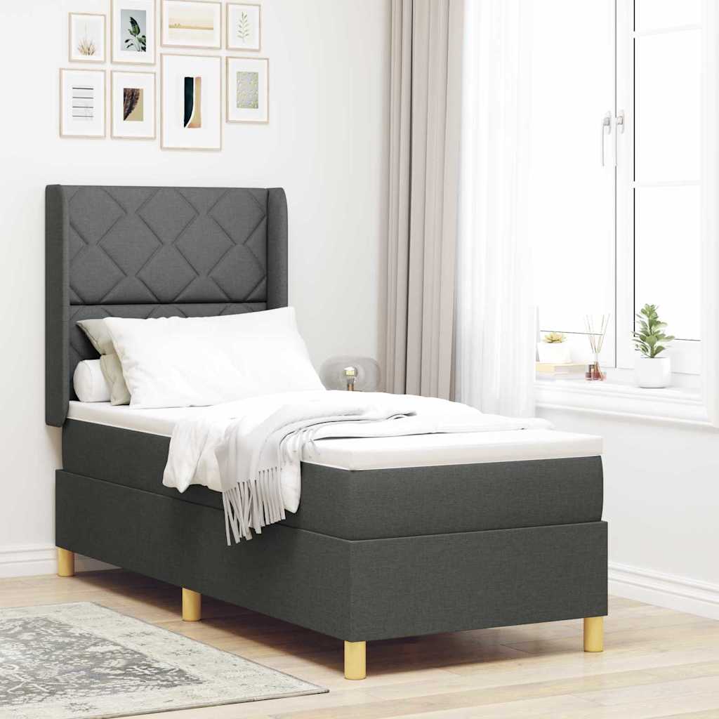 Lit À Ressorts Avec Tête De Lit Tissu