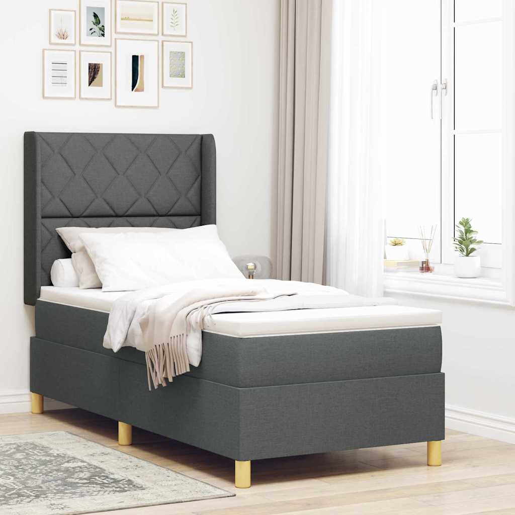 Lit À Ressorts Avec Tête De Lit Tissu