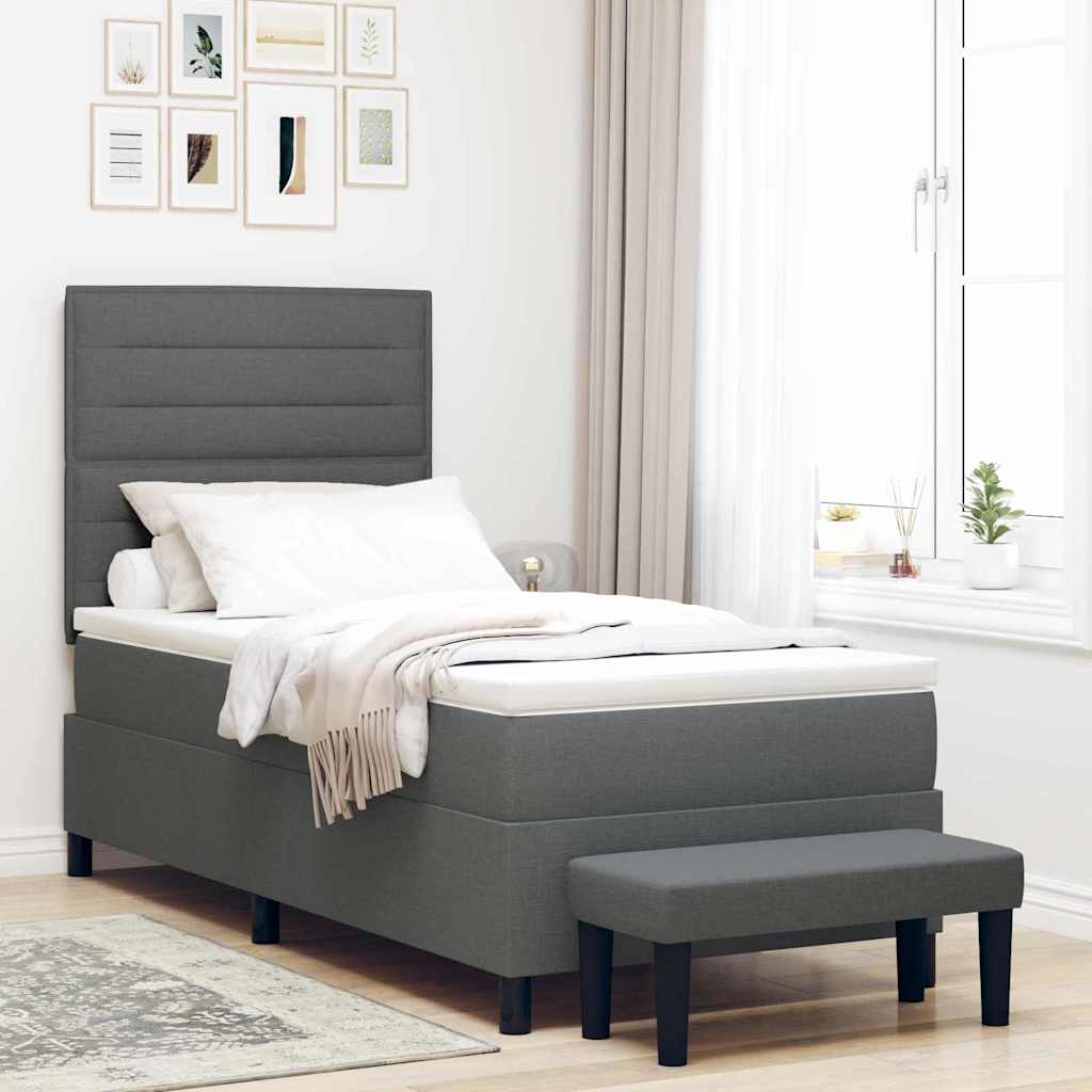 Lit À Ressorts Avec Tête De Lit Tissu
