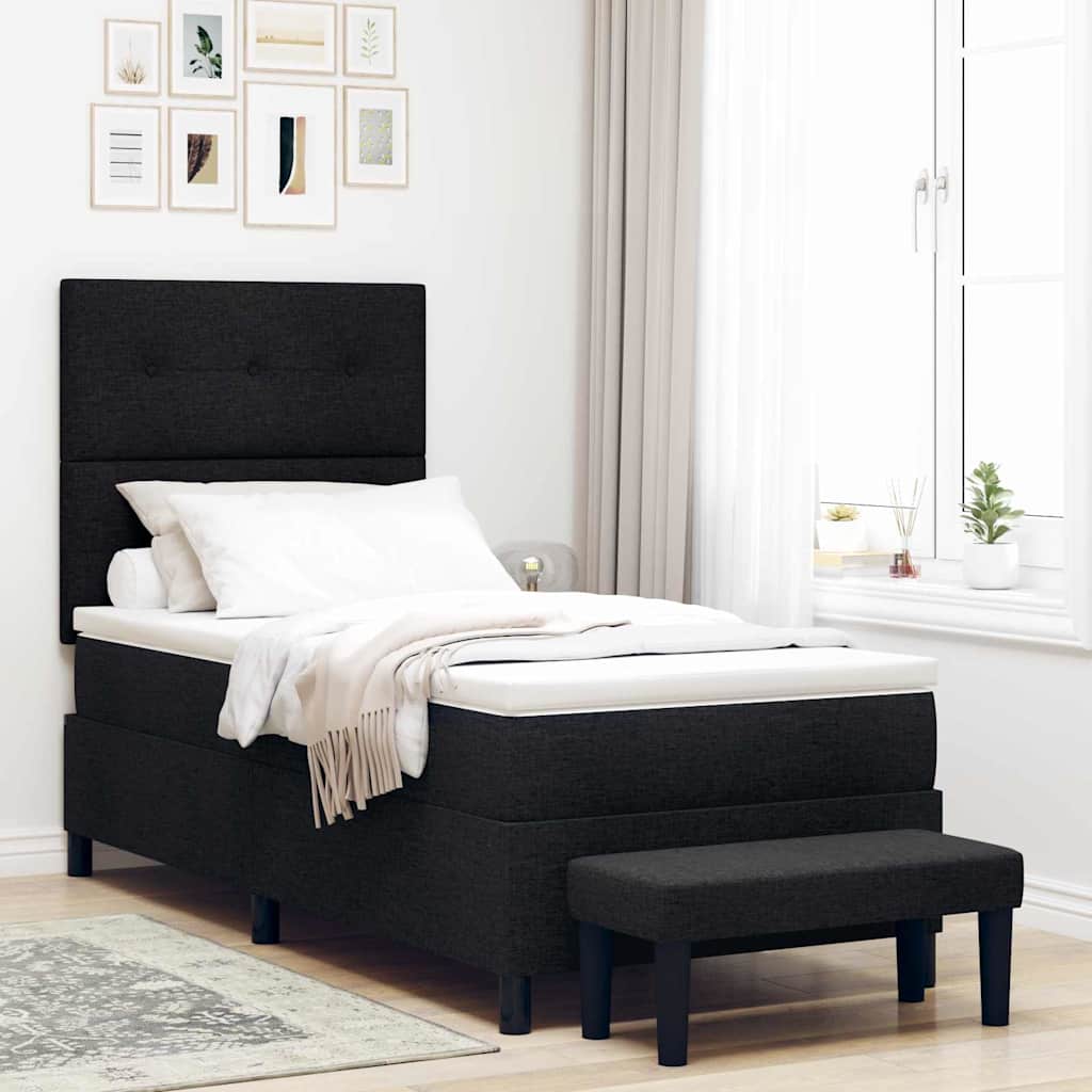 Lit À Ressorts Avec Tête De Lit Tissu