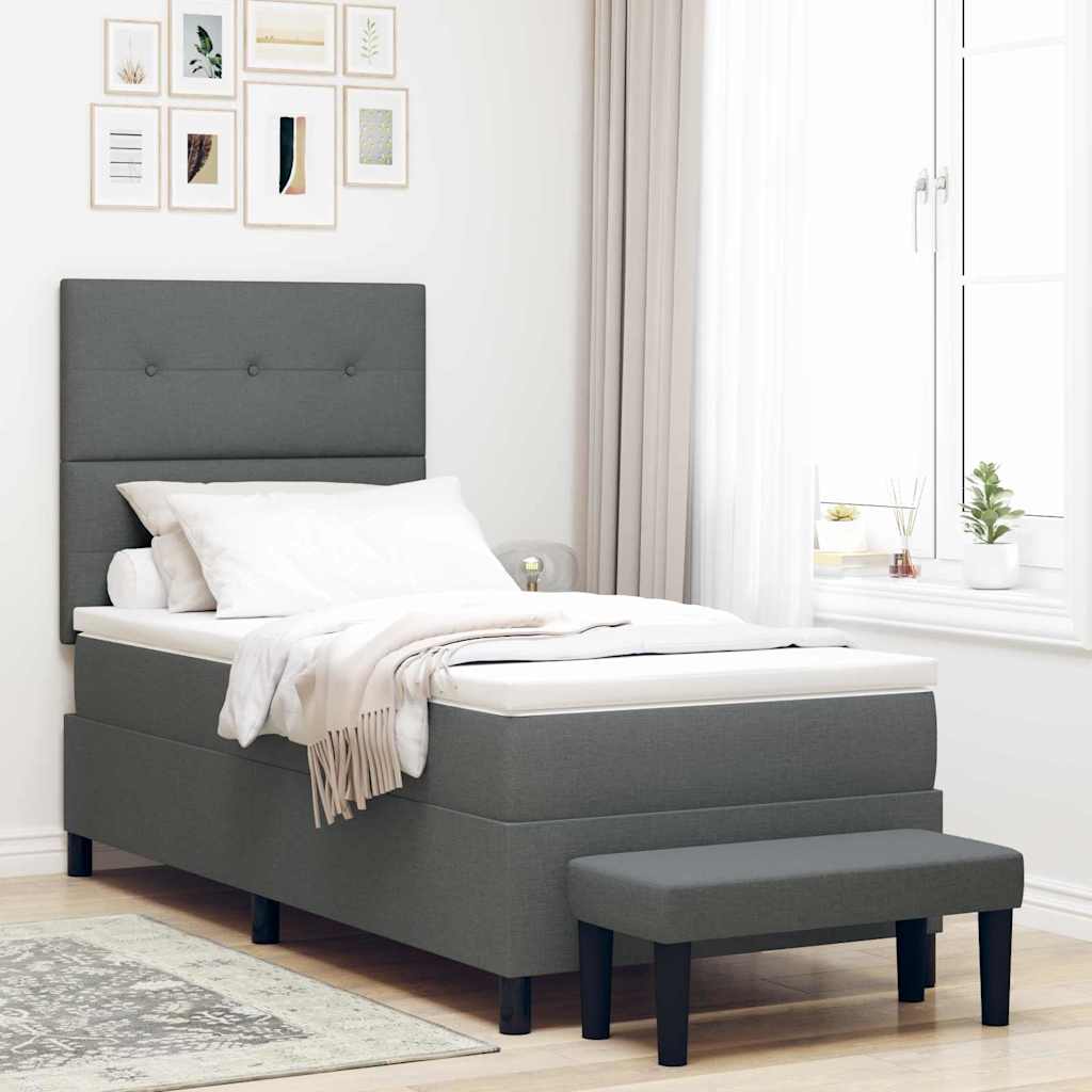 Lit À Ressorts Avec Tête De Lit Tissu