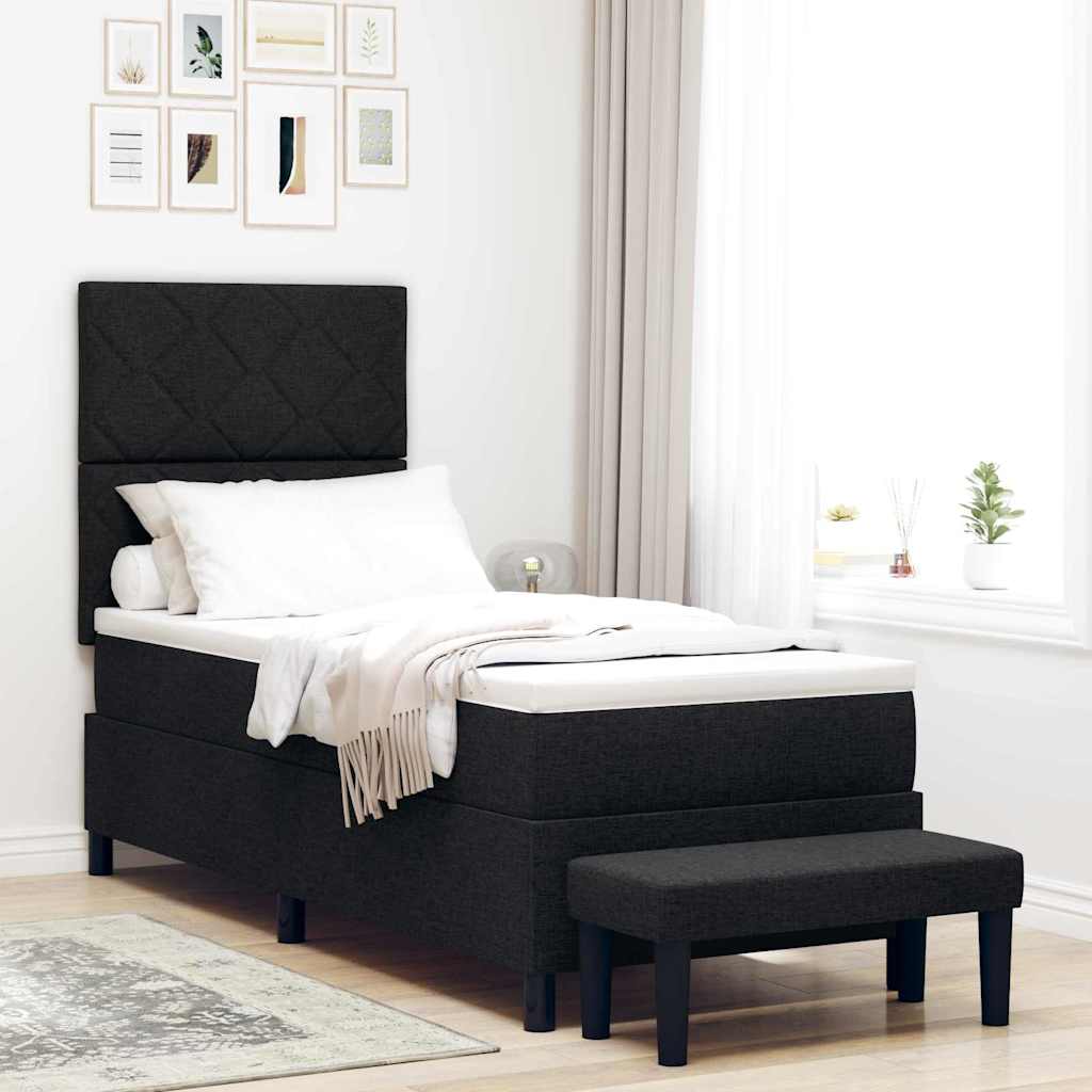 Lit À Ressorts Avec Tête De Lit Tissu