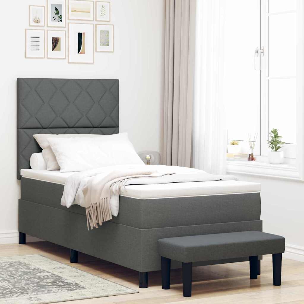 Lit À Ressorts Avec Tête De Lit Tissu