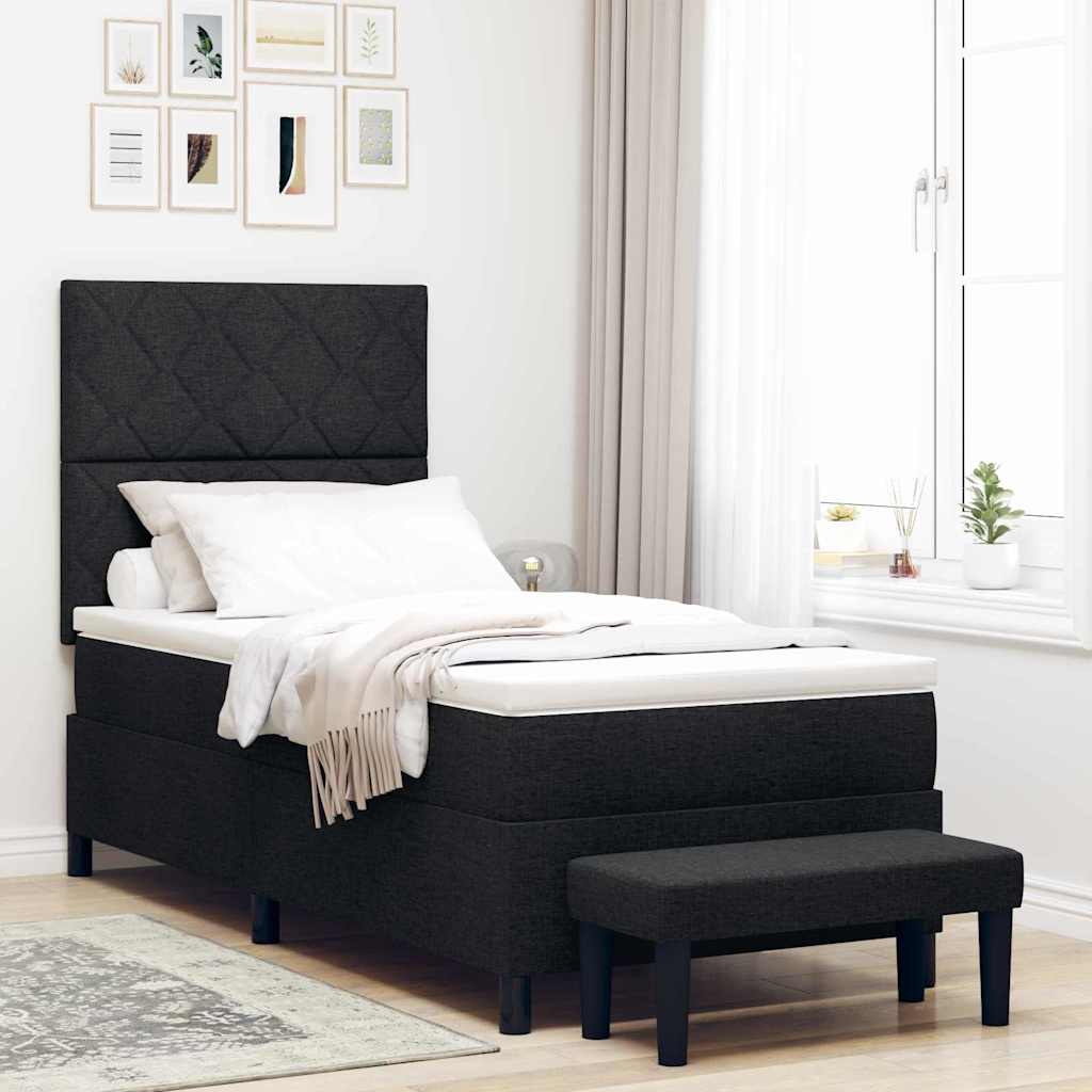 Lit À Ressorts Avec Tête De Lit Tissu