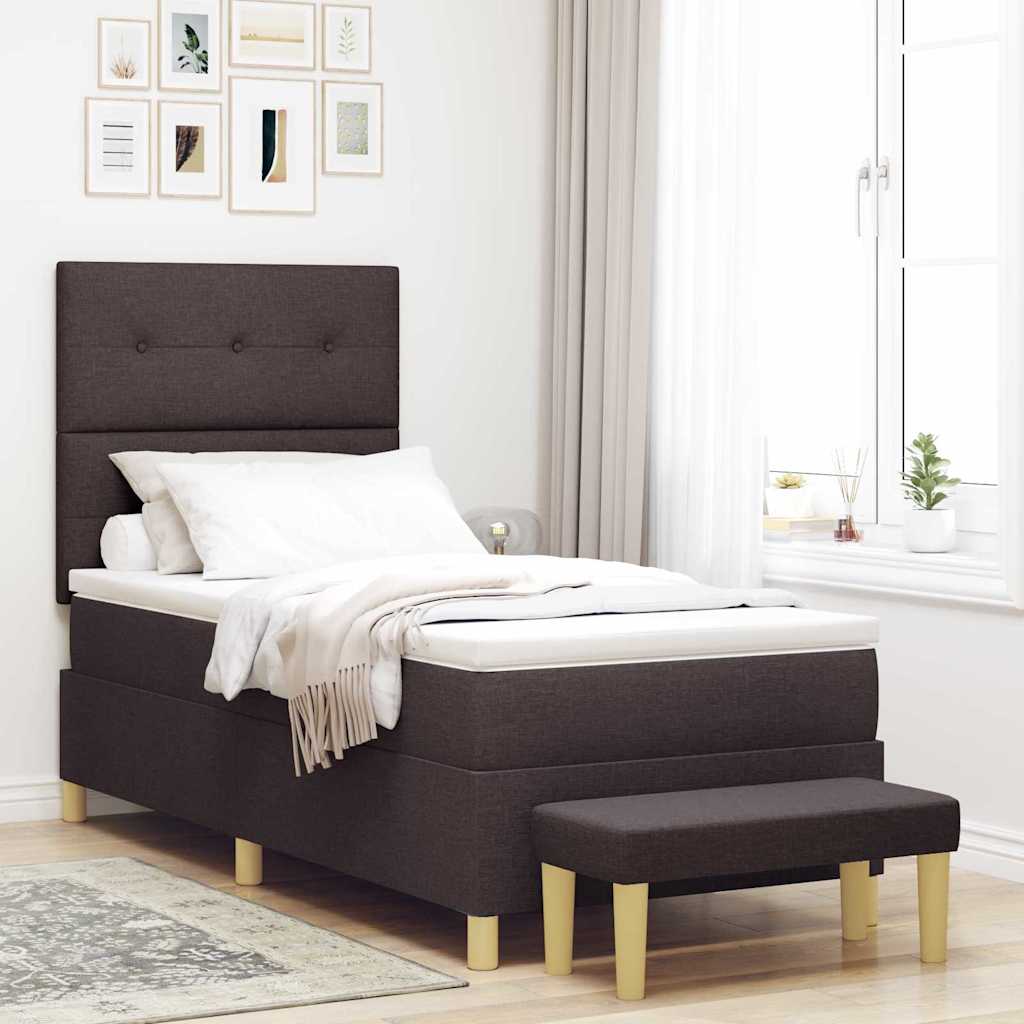 Lit À Ressorts Avec Coussin 190 X 90 Cm Tissu