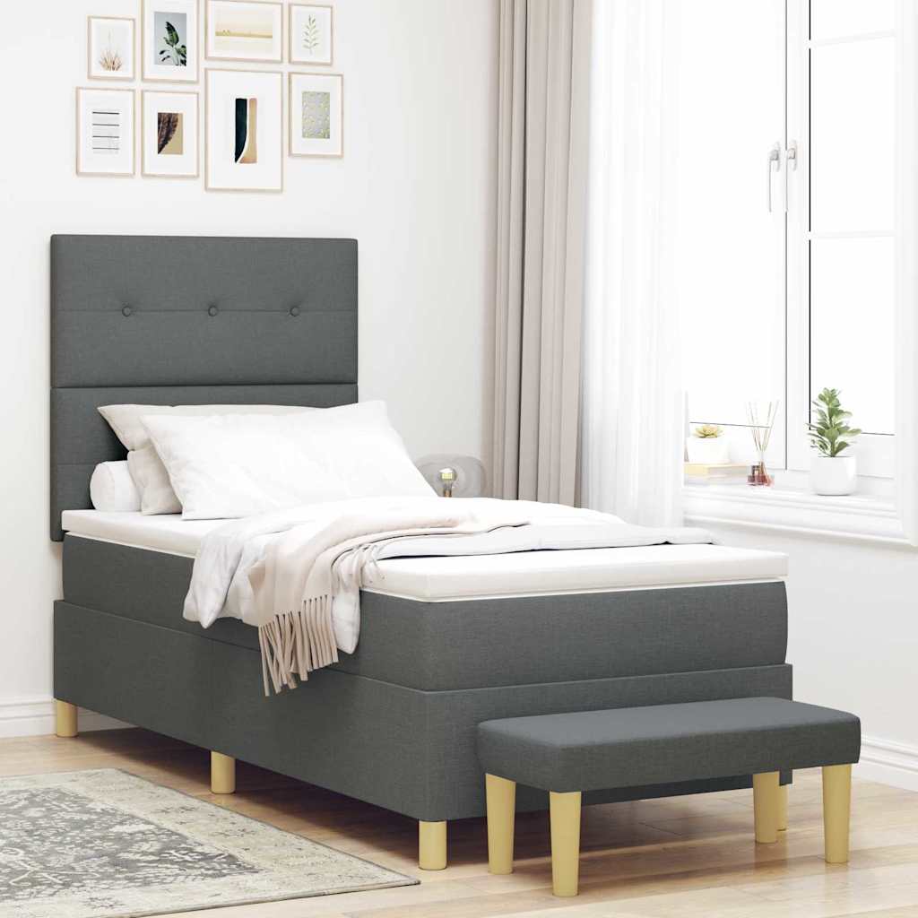 Lit À Ressorts Avec Coussin 190 X 90 Cm Tissu