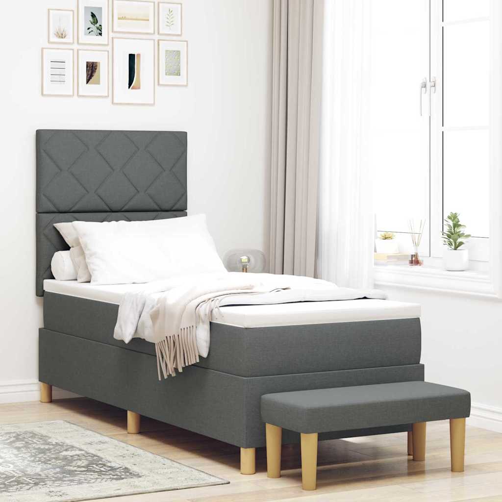 Lit À Ressorts Avec Coussin 190 X 90 Cm Tissu