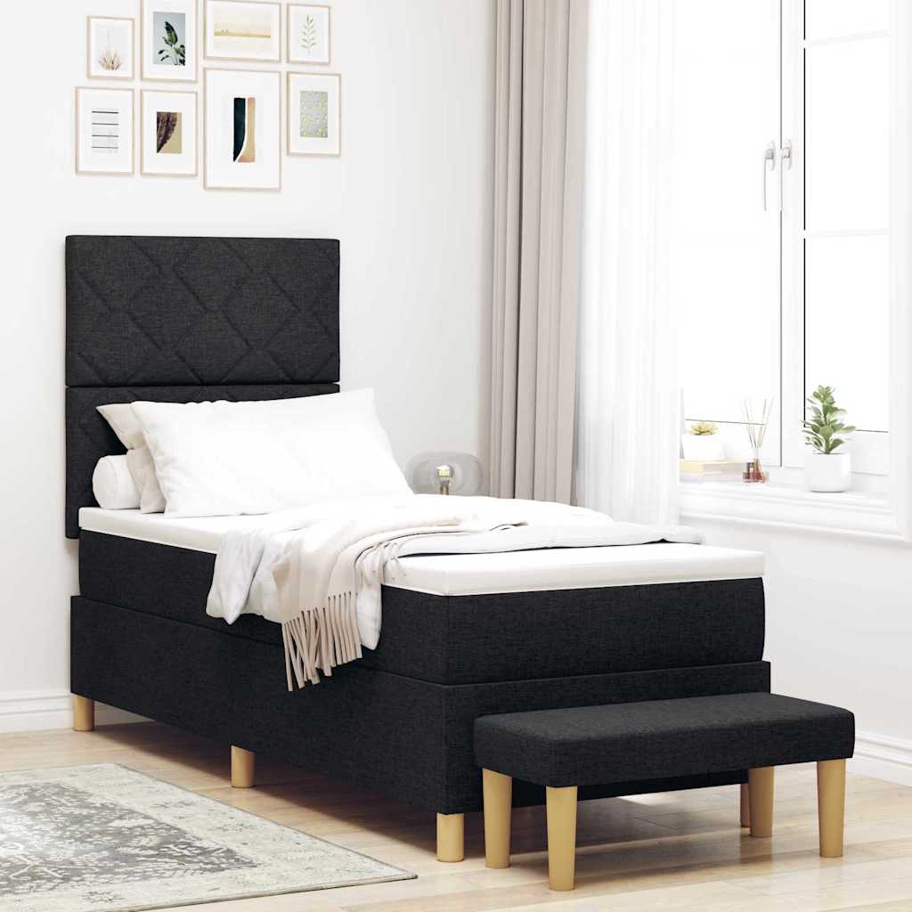 Lit À Ressorts Avec Coussin 190 X 90 Cm Tissu