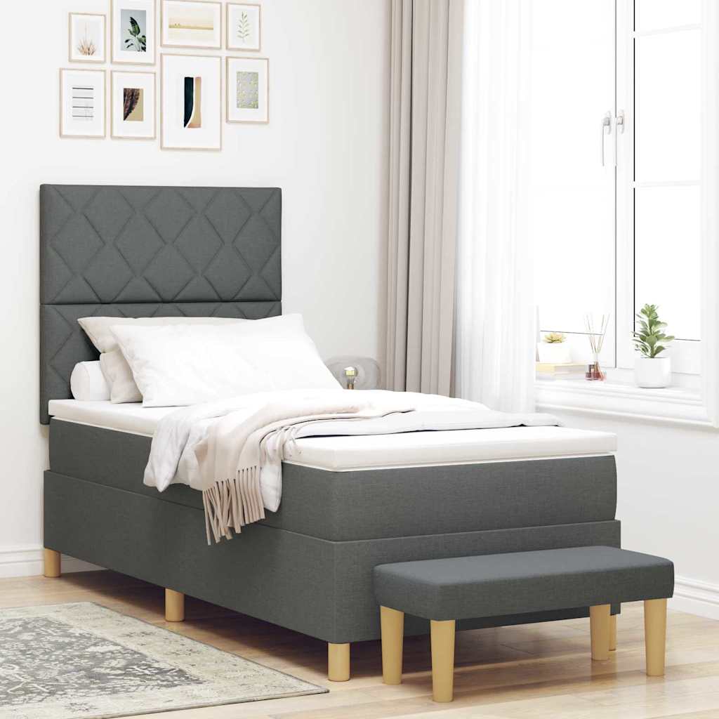 Lit À Ressorts Avec Coussin 190 X 90 Cm Tissu