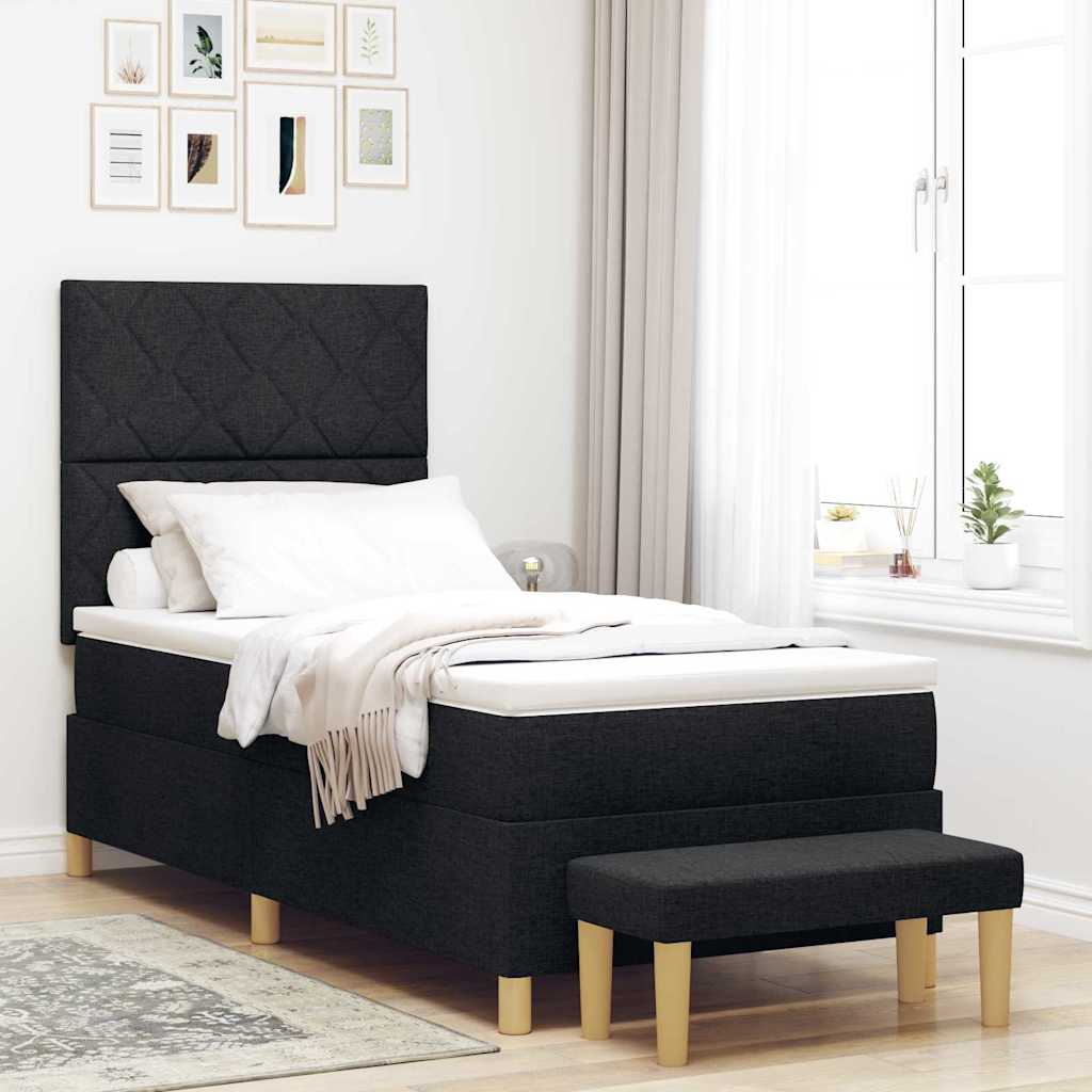 Lit À Ressorts Avec Coussin 190 X 90 Cm Tissu