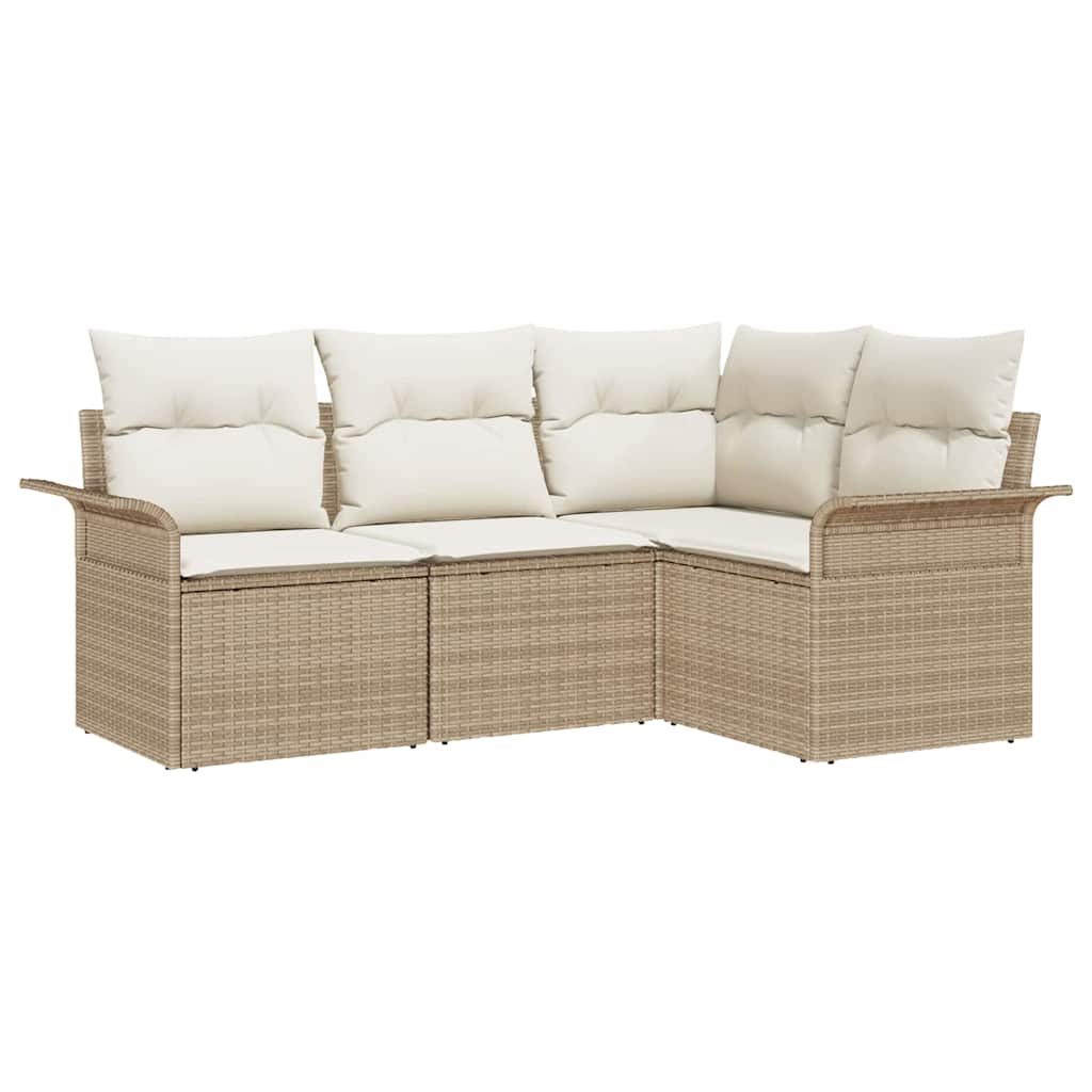 Ensemble De Canapé De Jardin 4 Pc Beige Polyrotin