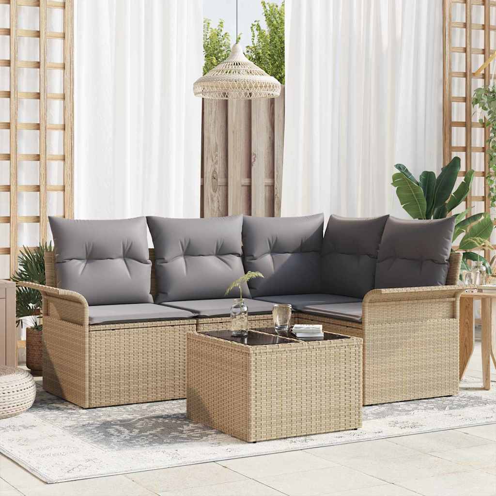 Ensemble De Canapé De Jardin 4 Pc Beige Polyrotin
