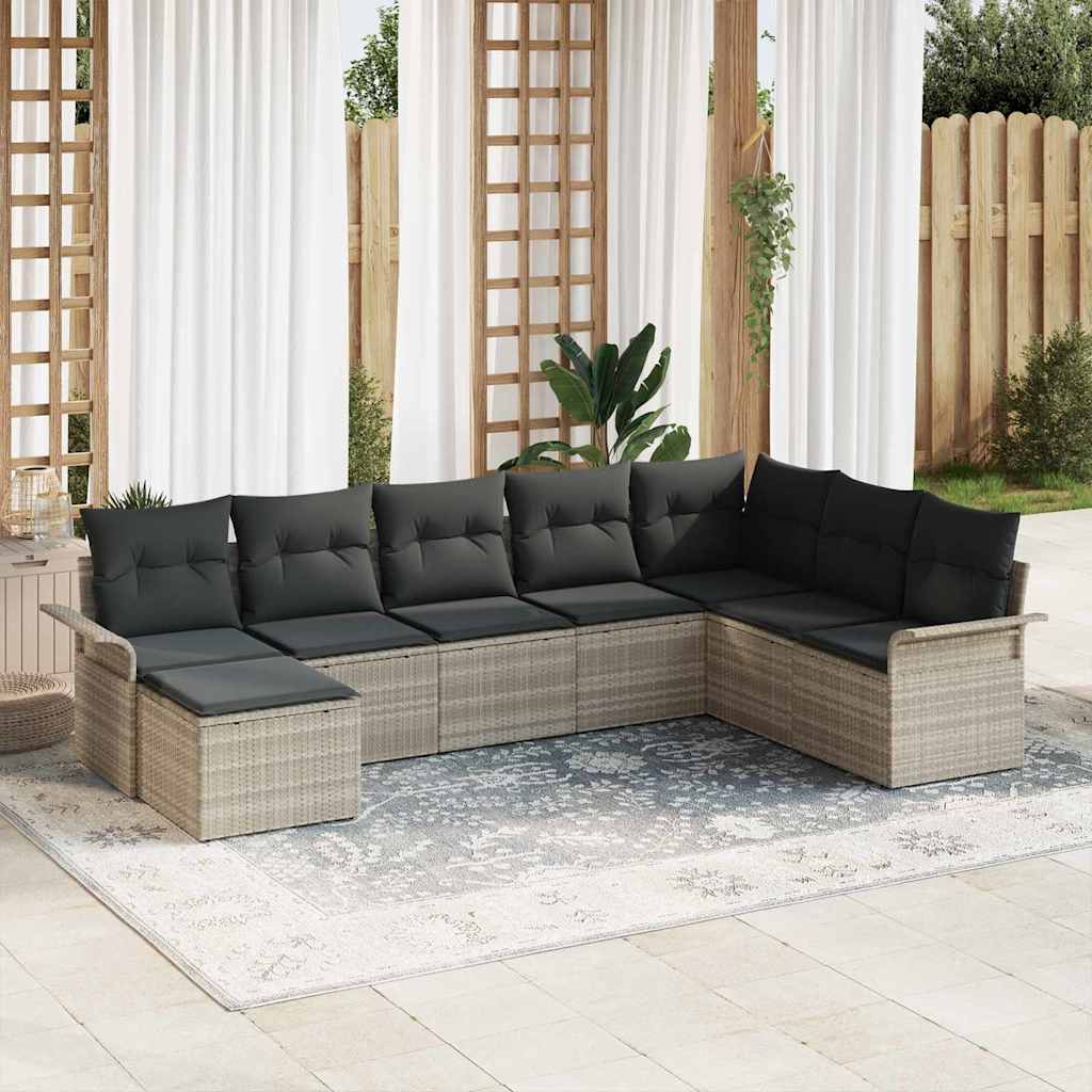 Ensemble De Canapé De Jardin 9 Pc Gris Poly Rotin