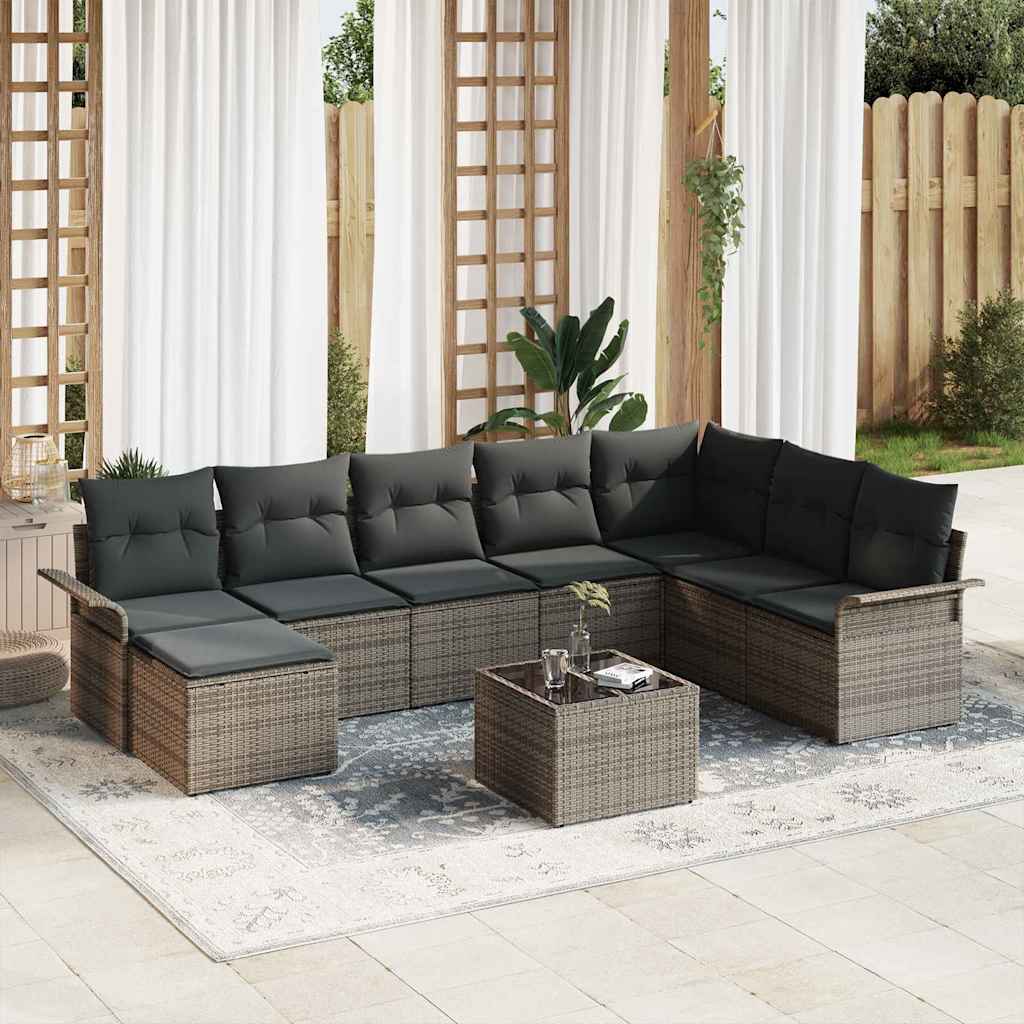 Ensemble De Canapé De Jardin 9 Pc Gris Poly Rotin