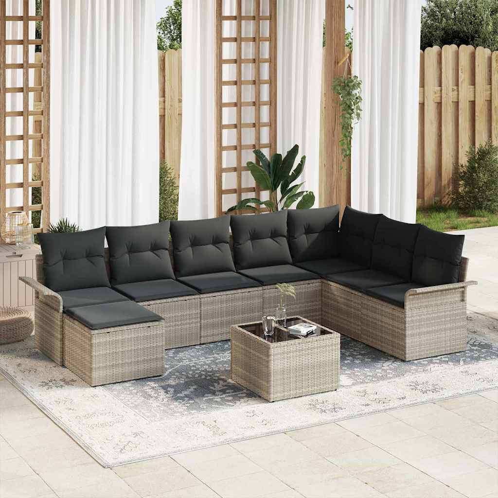 Ensemble De Canapé De Jardin 9 Pc Gris Poly Rotin