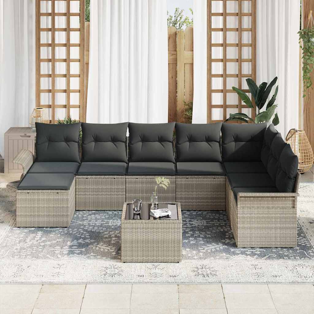 Ensemble De Canapé De Jardin 9 Pc Gris Poly Rotin