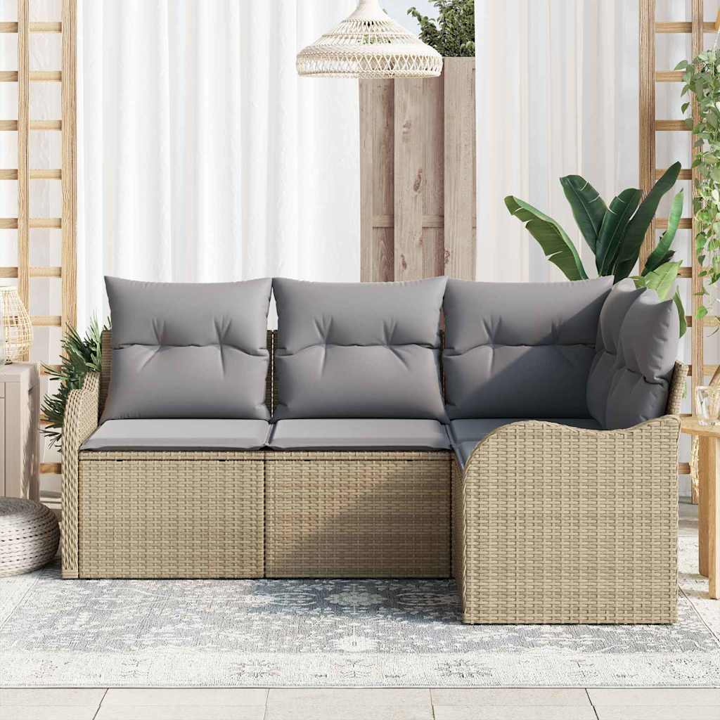Ensemble De Canapé De Jardin 4 Pc Beige Polyrotin