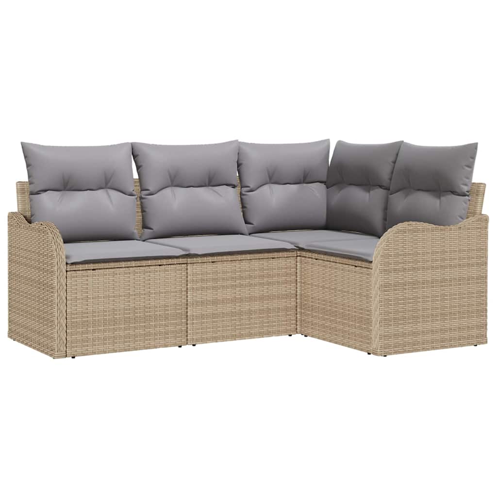 Ensemble De Canapé De Jardin 4 Pc Beige Polyrotin