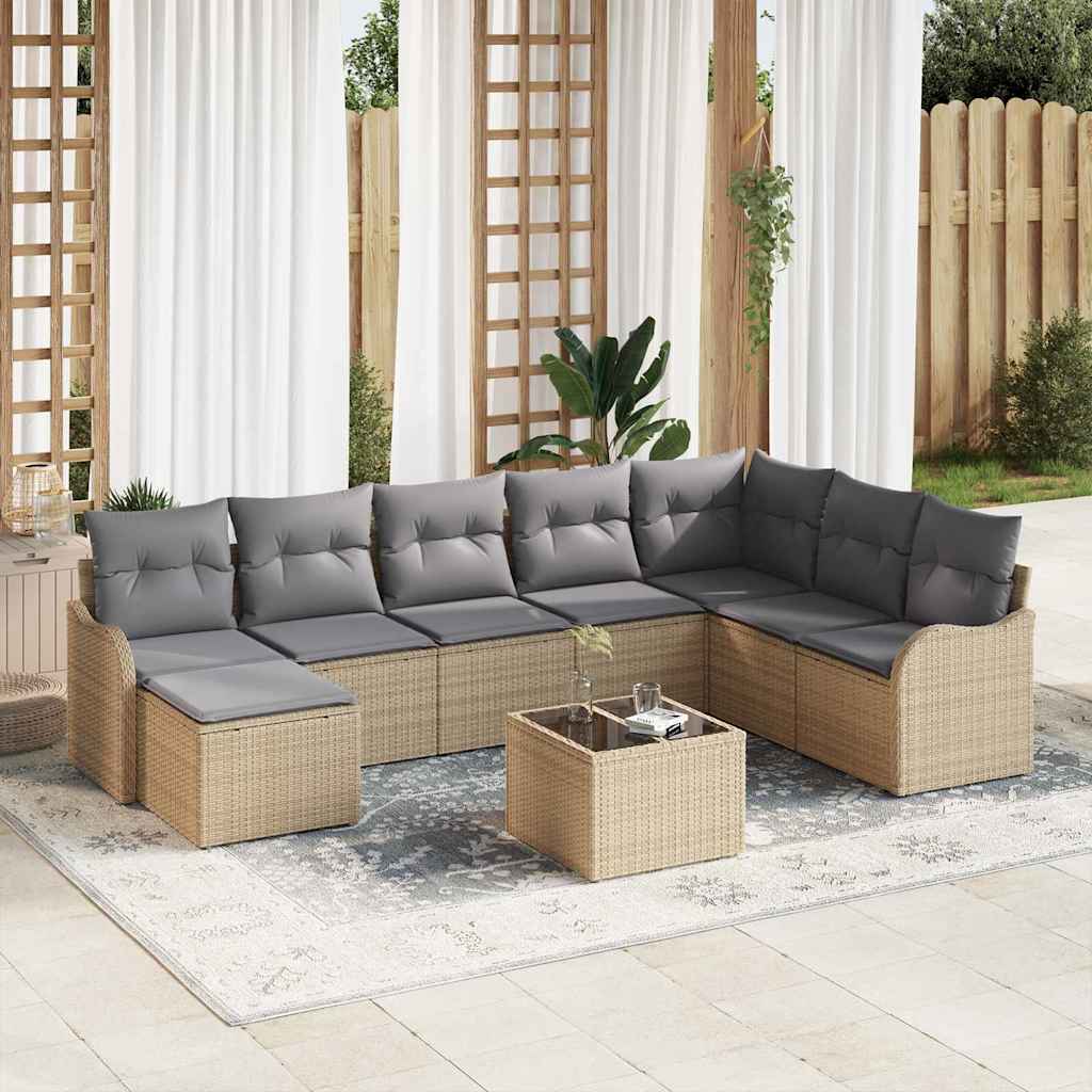 Ensemble De Canapé De Jardin 9 Pc Polyrotin