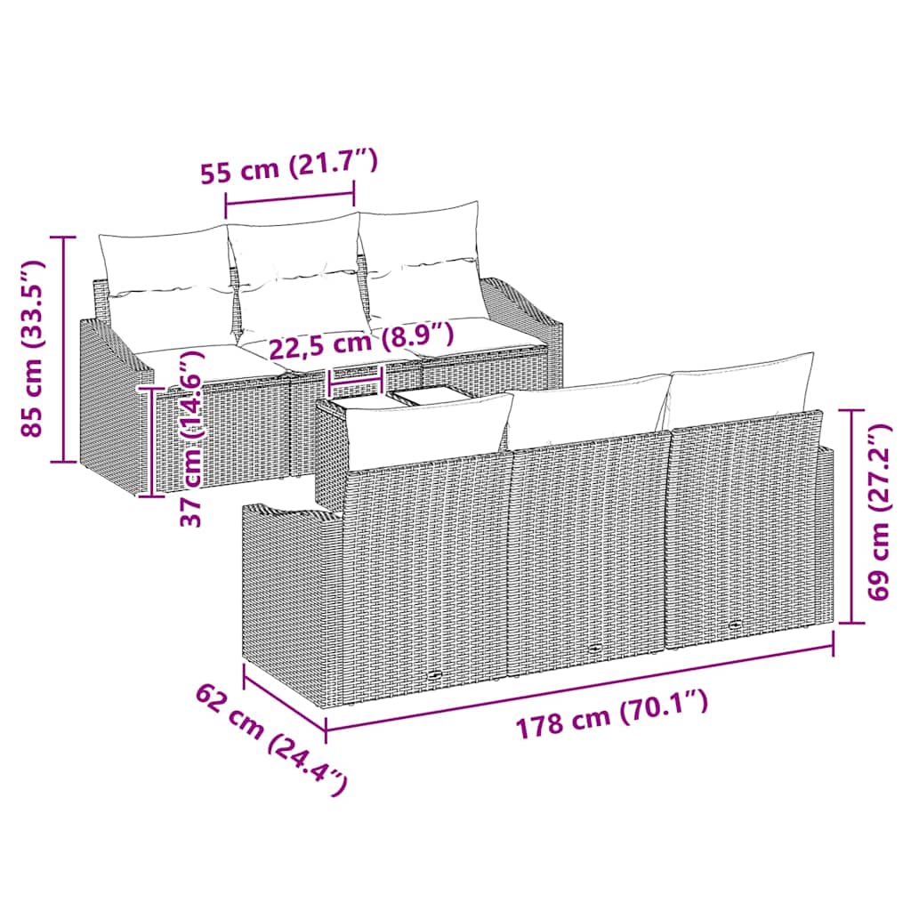 Ensemble De Canapés 7 Pc Et Gris Foncé Polyrotin