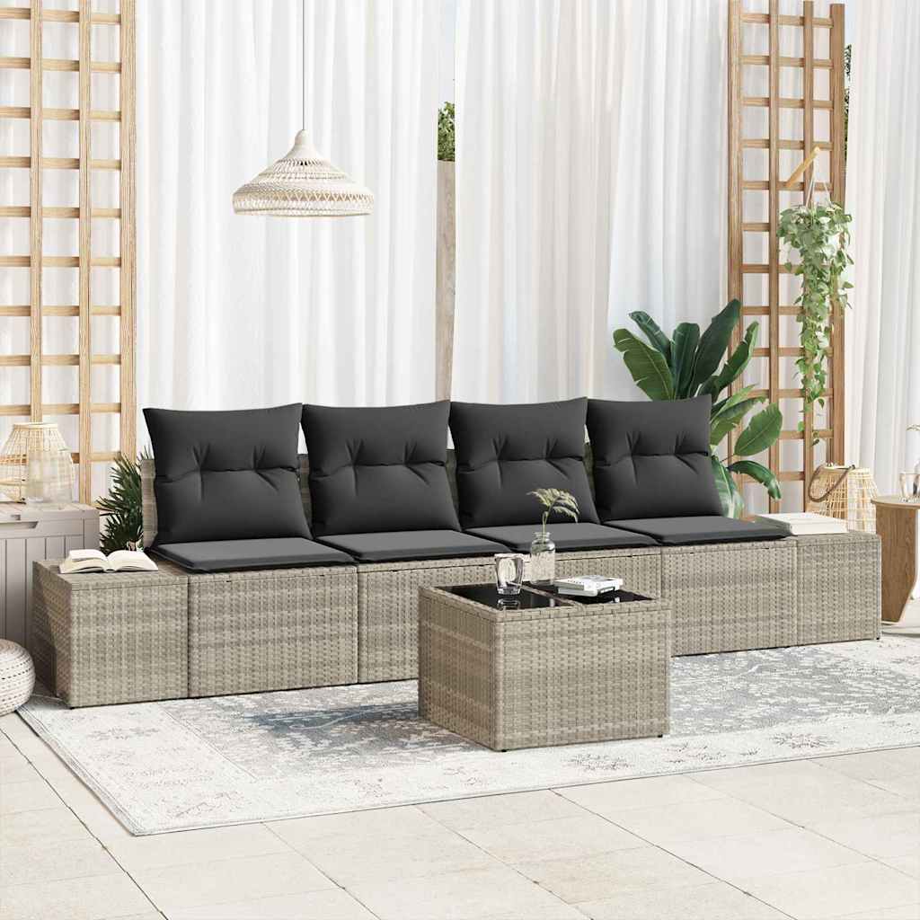 Ensemble De Canapé De Jardin 5 Pc Et Gris Foncé