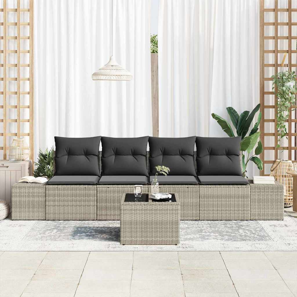 Ensemble De Canapé De Jardin 5 Pc Et Gris Foncé