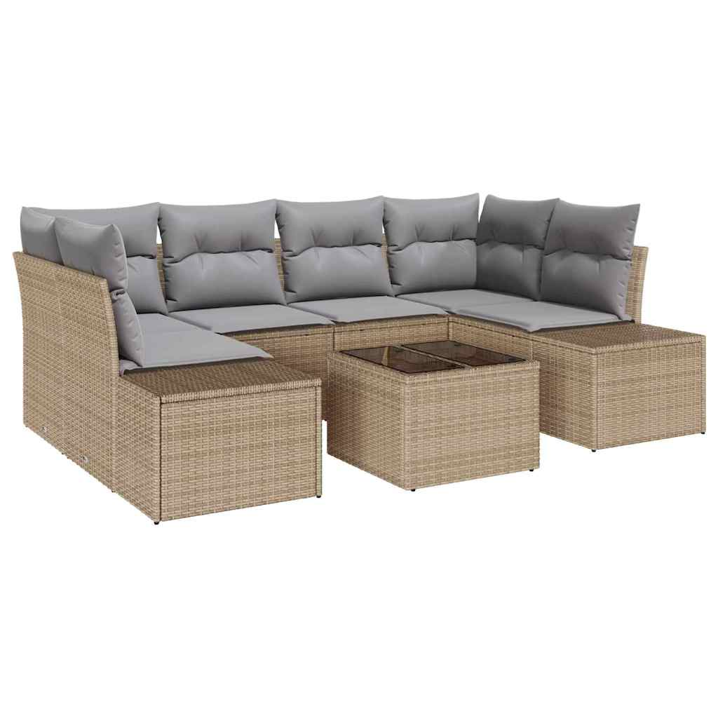 Ensemble De Canapé De Jardin 8 Pc Beige Et Gris Polyrotin