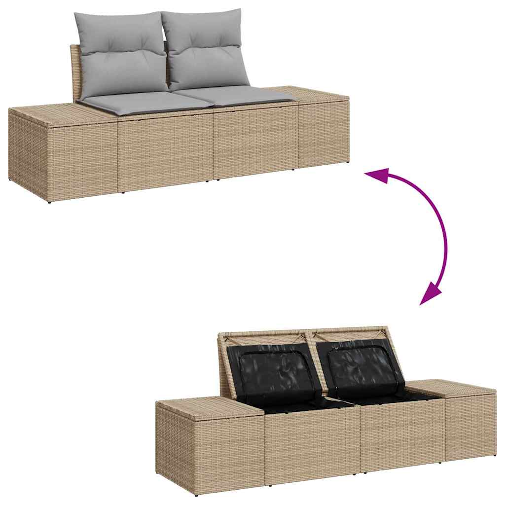Ensemble De Canapé De Jardin 8 Pc Beige Et Gris Polyrotin