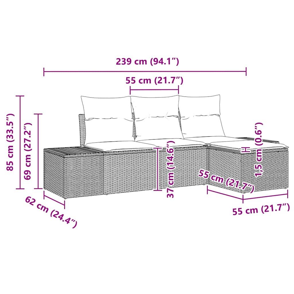 Ensemble De Canapé De Jardin 4 Pc Polyrotin