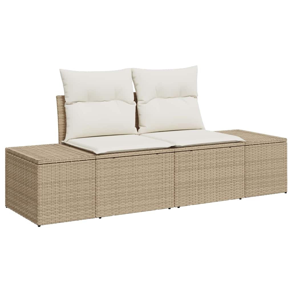 Ensemble De Canapé De Jardin 4 Pc Beige Et Crème Polyrotin