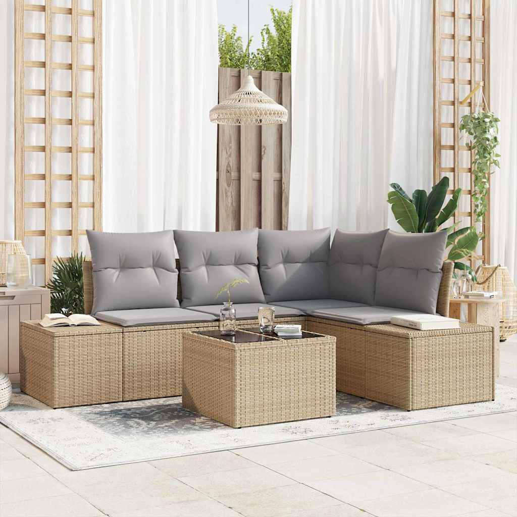 Ensemble De Canapé De Jardin 4 Pc Beige Et Crème Polyrotin