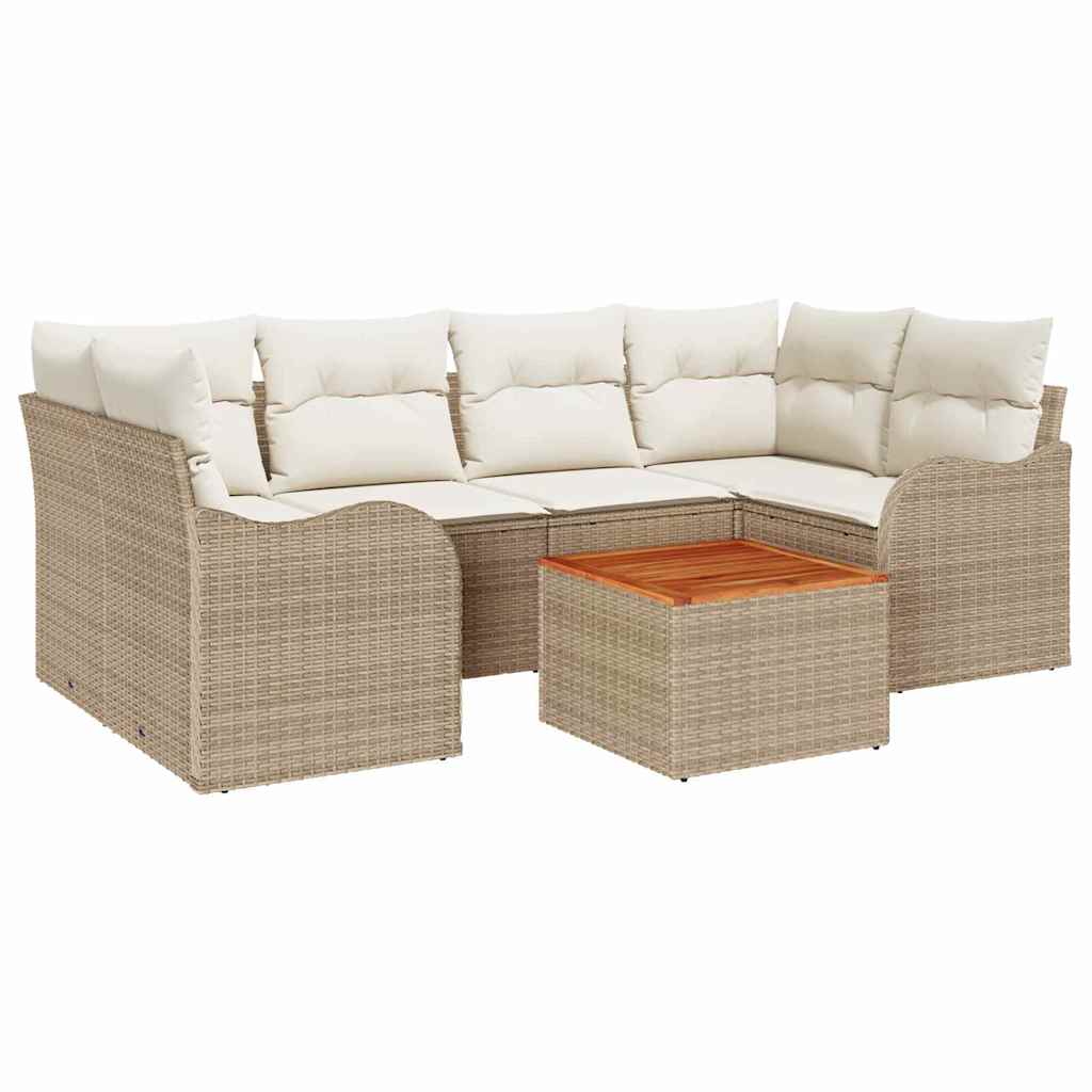 Ensemble De Canapé De Jardin 7 Pc Beige Et Crème Polyrotin