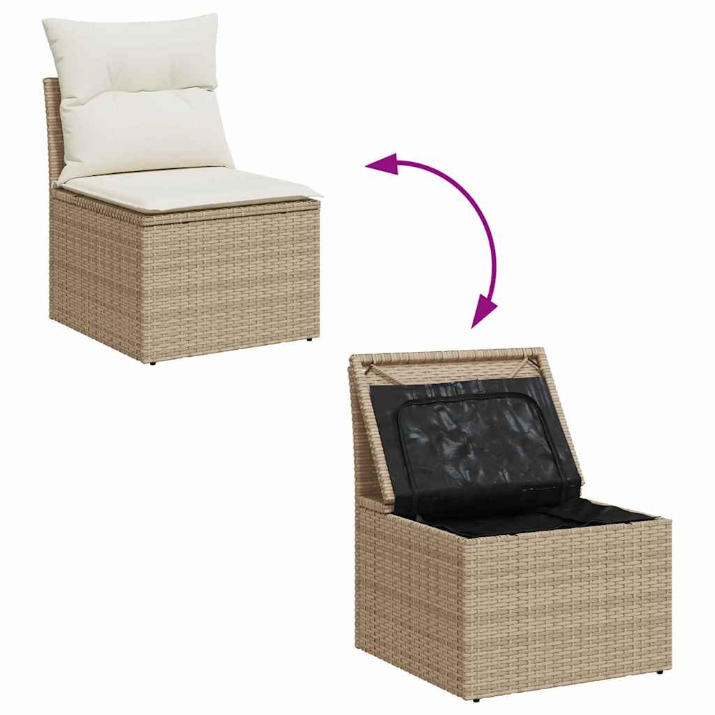 Ensemble De Canapé De Jardin 7 Pc Beige Et Crème Polyrotin