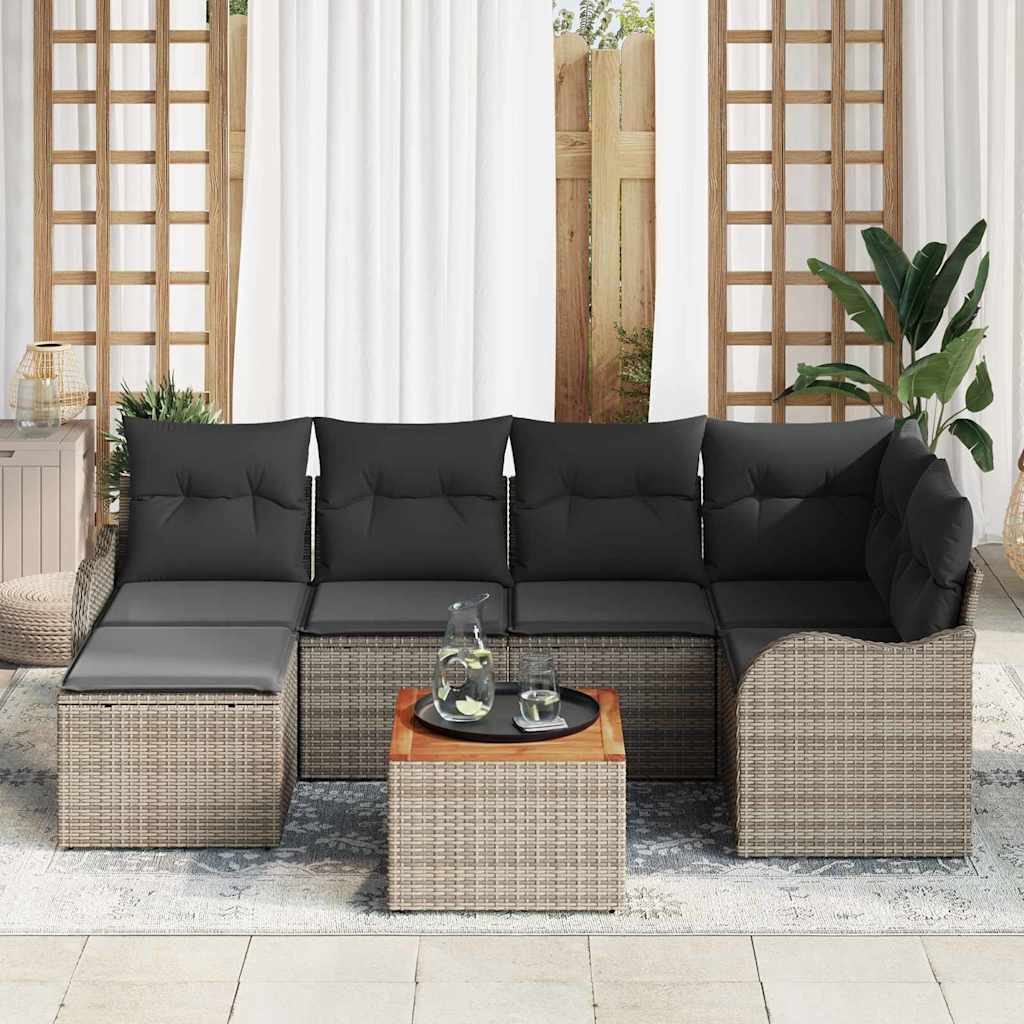 Ensemble De Canapé De Jardin 7 Pc Polyrotin