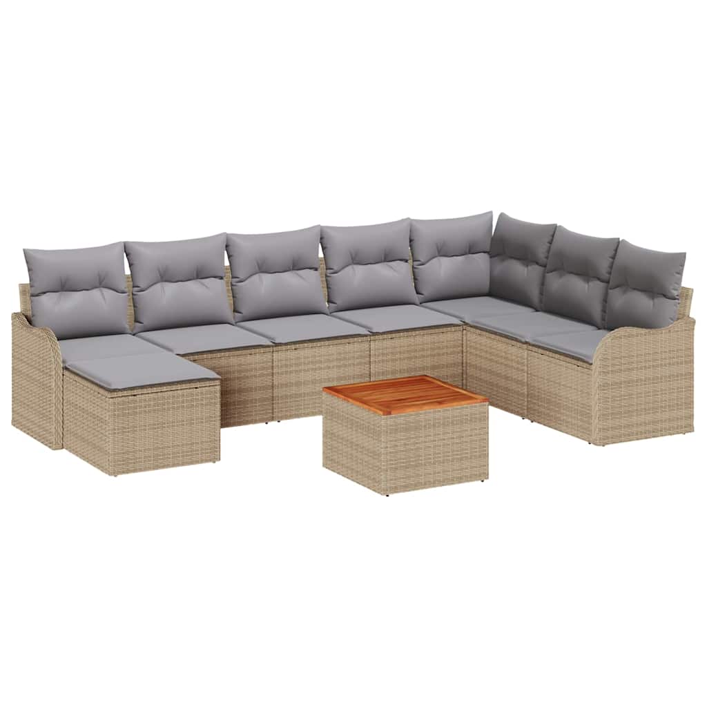 Ensemble De Canapé De Jardin 9 Pc Polyrotin
