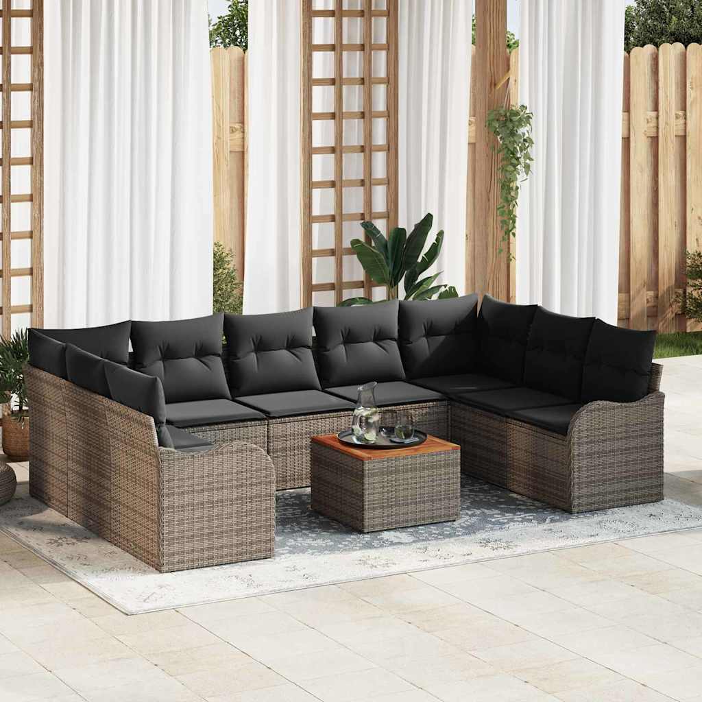 Ensemble De Canapé De Jardin 10 Pc Polyrotin