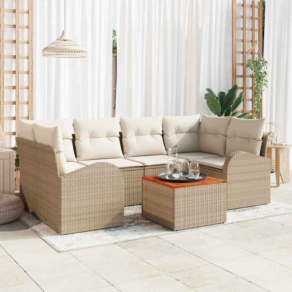 Ensemble De Canapé De Jardin 7 Pc Beige Et Crème Polyrotin
