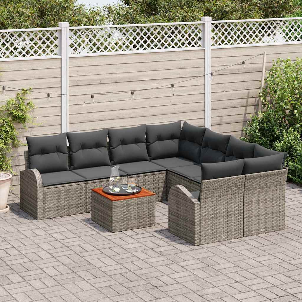 Ensemble De Canapé De Jardin 9 Pc Polyrotin