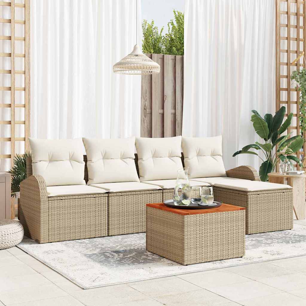 Ensemble De Canapé De Jardin 6 Pc Beige Et Crème Polyrotin